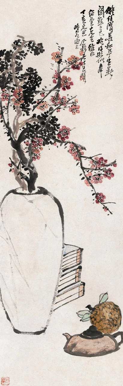 王个簃 桃花石 立轴